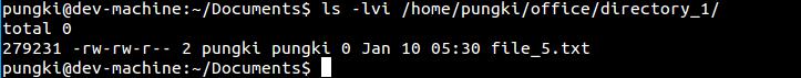 Inode number of copied file