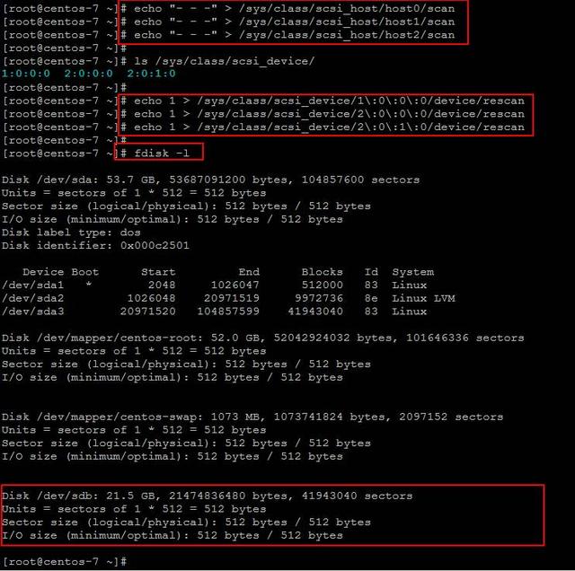 如何在 CentOS 7 中添加新磁盤而不用重啟系統