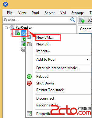 打開XenCenter右鍵”XS“選擇”New VM“