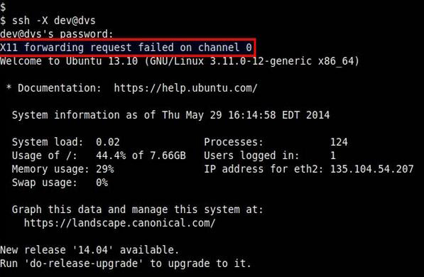  Linux下出現"X11 forwarding request failed on channel 0錯誤