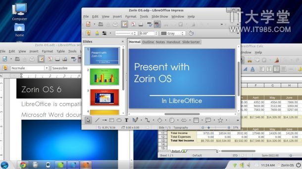 Zorin OS 6 comes with plenty of software, including LibreOffice.
