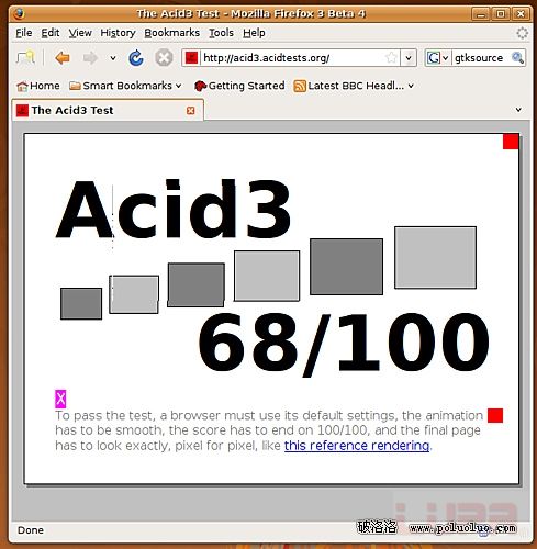 Linux下主要浏覽器Acid3大測試(組圖)（圖二）