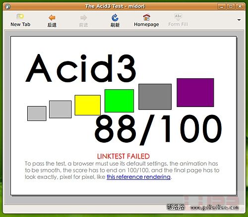 Linux下主要浏覽器Acid3大測試(組圖)（圖四）