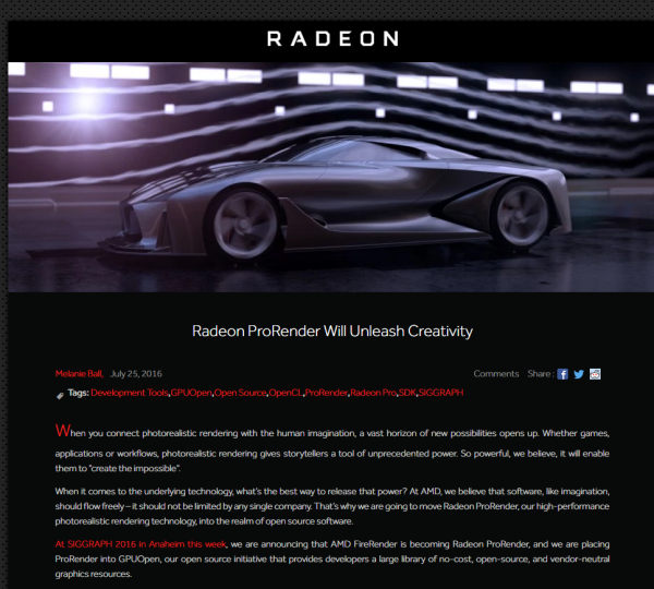 AMD 開源照片級渲染引擎 Radeon ProRenderAMD 開源照片級渲染引擎 Radeon ProRender