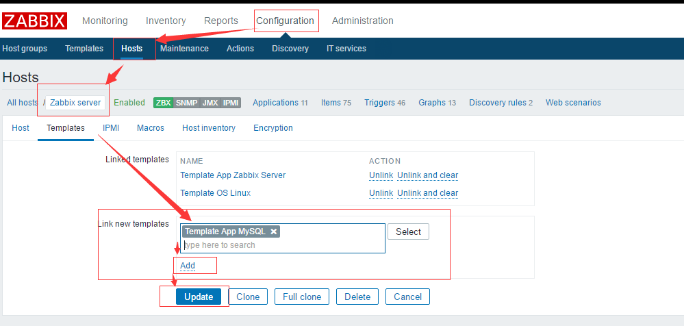 Zabbix-3.0.3使用自帶模板監控MySQLZabbix-3.0.3使用自帶模板監控MySQL