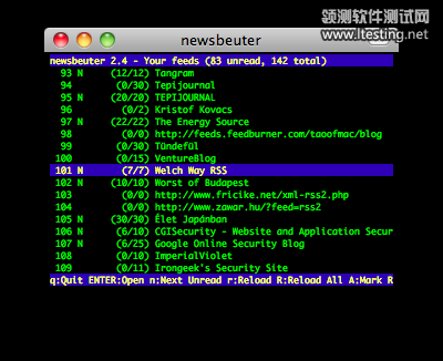 newsbeuter screenshot