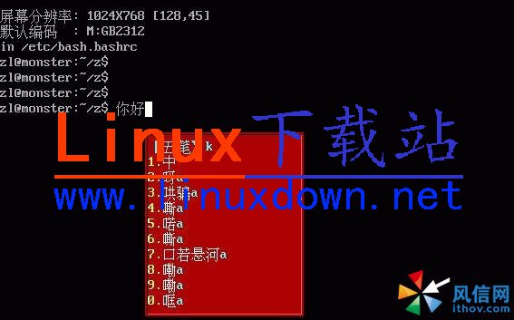 Zhcon中文輸入法軟件的運行截圖